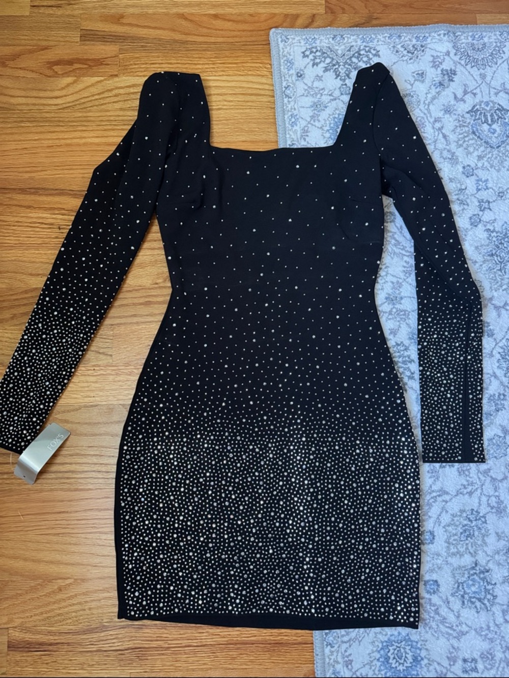 Black Embellished Long-Sleeve Bodycon Dress. New with tag .size small.